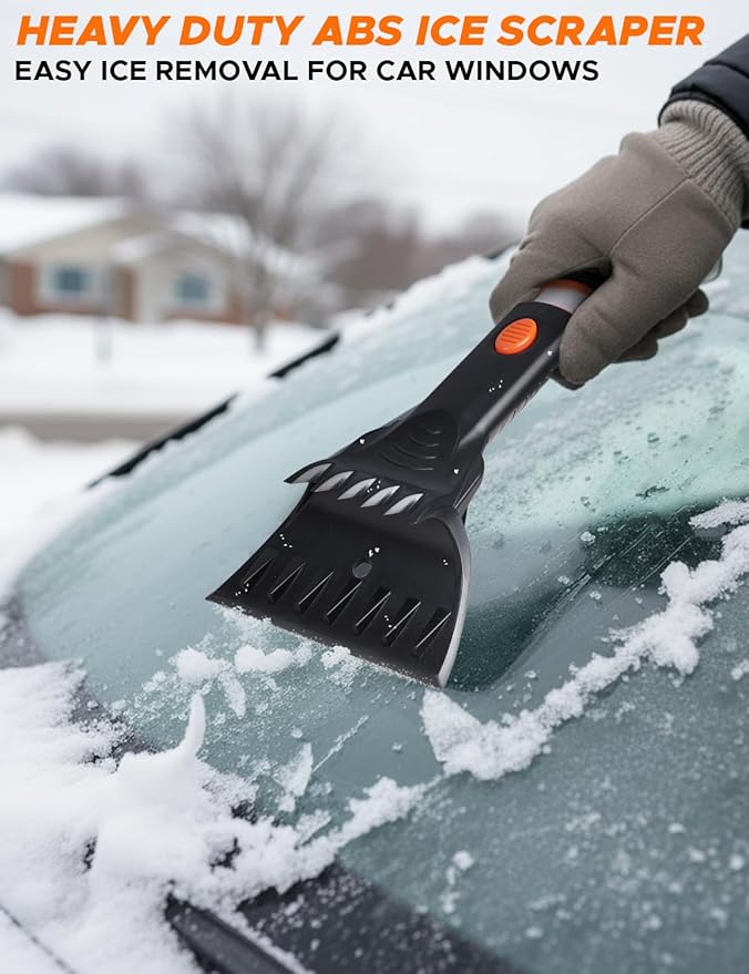 EcoNour 53â³ 3 in 1 Extendable Snow Brush with Ice Scraper for Car Windshield | 360Â° Pivoting Long Snow Brush for SUV, Truck, and Car | Winter Car Accessories
