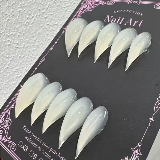 Luxury Press on Nails Medium Curved Stiletto Handmade Eagle Claw Unique Reusable ABS Material Fake Nails Dragon Claw False Nails with Designs Cat Claw Glossy Glue on Nail Thick Acrylic Nail(S)
