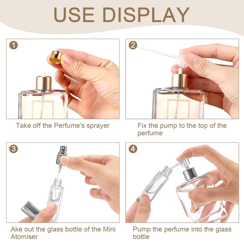 Domensi 30 Pcs 10/15/20/30 ml Perfume Travel Refillable Glass Bottles Spray Bottle Perfume Atomizer for Cologne Dispenser Leak-proof Fragrance Bottles Atomizer Pump Kit (20 ml,Gold,Silver,Black)