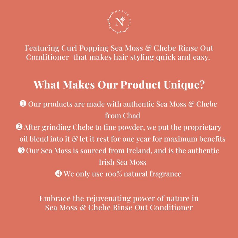 NaturAll Sea Moss & Chebe Anti Frizz Conditioner - Sulfate-Free Curl Hair Conditioner for Dry Hair - Detangles, Softens & Moisturizes Dry, Damaged Hair, Helps Reduce Breakage & Smooth Frizz (8.5 Oz)