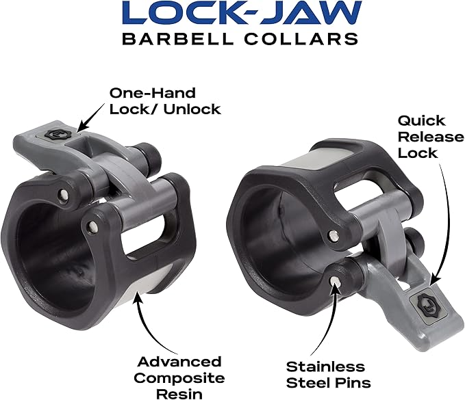 Lock-Jaw Barbell Collars HEX Olympic Barbell Clamps 2 Pcs – Heavy Duty Bar Clamps for 2” & 50mm Olympic Bars – Secure Weight Bar Clamps for Strength Training & Home Gym Accessories – Purple