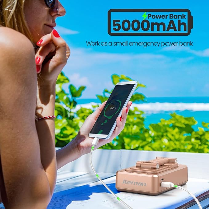 JTEMAN Cell Phone Stand with Bluetooth Speaker and Charging Function, HD Sound Adjustable Phone Holder, Birthday Gifts for Men Women, Cool Tech Kitchen Gadgets for All Phones,Tablet (Rose Gold)