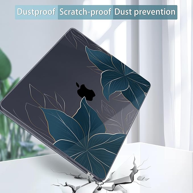 May Chen Case for MacBook Air 13/13.6 inch M5 A3449 M4 A3240 M3 A3113 M2 A2681, 2026 2025 2024-2022, Plastic Hard Shell with Keyboard Cover & Screec Protector, Golden Flowers