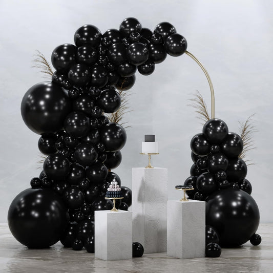 PartyWoo Black Balloons - 128-Piece Arch Kit with Various Sizes for Baby Showers & Parties | 5-18 Inch