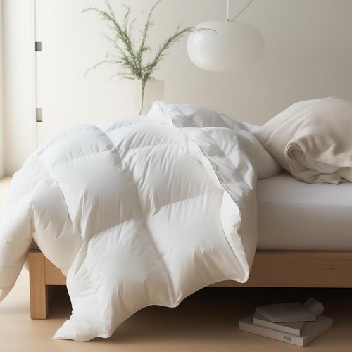Maple&Stone Queen Size Feather Down Comforter - Ultra Soft All-Season White Duvet Insert | 100% Cotton, 90 x 90 Inches