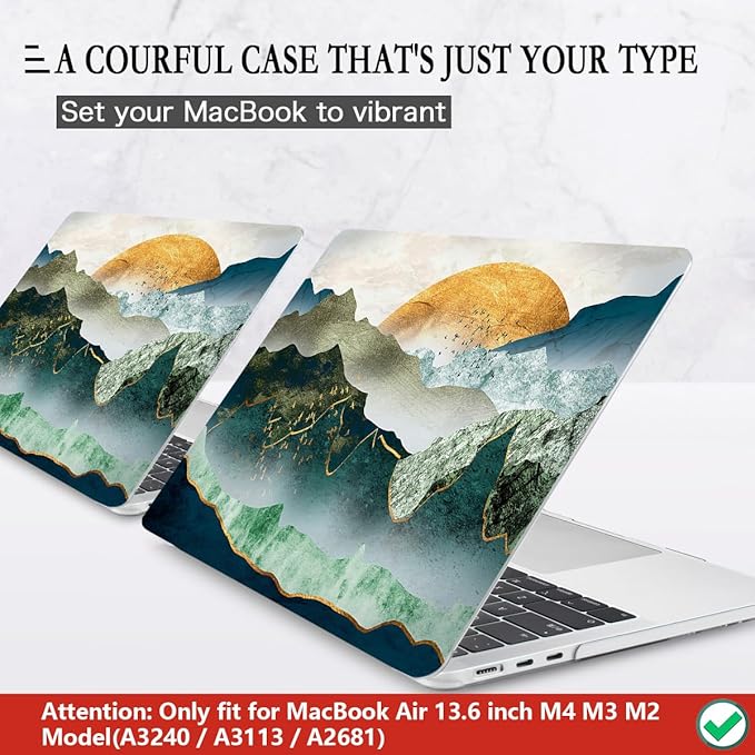 CISSOOK Case for MacBook Air 13.6 inch 2026 2025 2024 2022 Release A3449 A3240 A3113 A2681, Plastic Sunshine Mountain Scenery Cover for MacBook Air 13 M5 M4 M3 M2 Case with Keyboard Cover