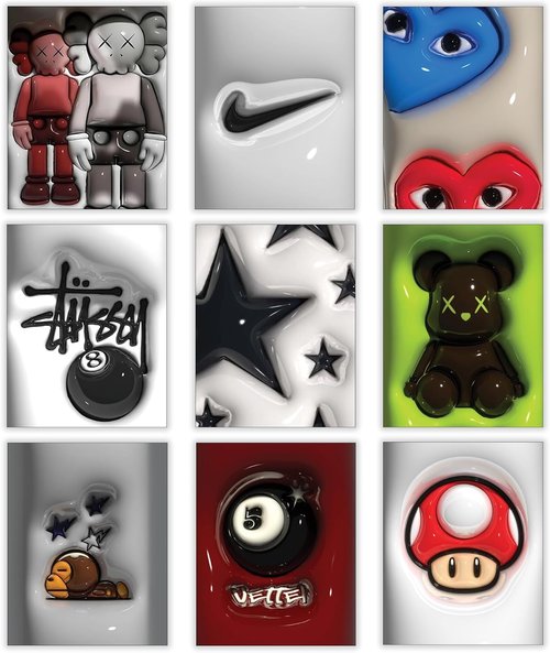 Hypebeast Posters | Trendy Wall Decor for Sneakerheads | 9-Piece Art Print Set | 8x10 Inch
