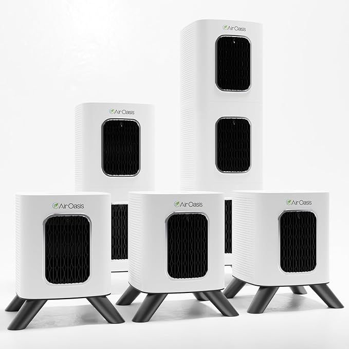 Air Oasis iAdaptAir 2.0 Whole Home HEPA Air Purifier Bundle – 5 Air Purifiers for Home, Bedroom & Pets (3 Small, 1 Medium, 1 Large) – Allergy, Mold & Smoke Removal
