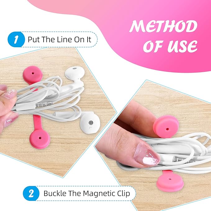 Viaky Magnetic Cable Ties [6-Pack], Reusable Silicone Cord Organizers & Cable Management, Heavy Duty Magnet Twist Wrap Straps for USB, Earphones, Appliance Cords - Macaron Multicolor