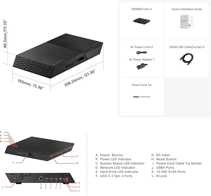 Asustor FLASHSTOR 6 Gen2 FS6806X, 6 Bay All-Flash NVMe NAS, AMD Ryzen Quad-Core CPU, 8GB DDR5 ECC RAM, 10GbE, USB4, Enterprise Grade for Enthusiasts, Network Attached Storage (Diskless)