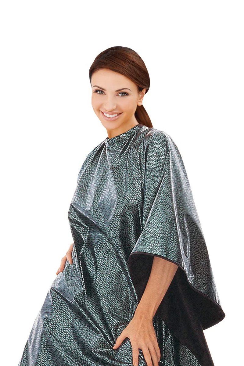 Cricket Encore All Purpose Professional Salon Cape â Waterproof, Bleach-Proof, Chemical-Resistant Hair Coloring, Cutting, and Styling Cape with Adjustable Neck Closure - Extra-Large Coverage, Jade