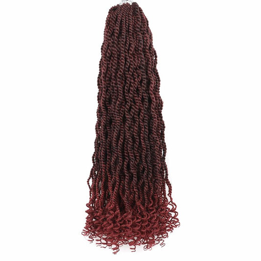 Burgundy Senegalese Twist Crochet Hair for Black Women 24 Inch 8 Packs Pre Looped Kinky Twists Crochet Braids with Curly Ends Short 2 Strand Rope Twists (Tbug)