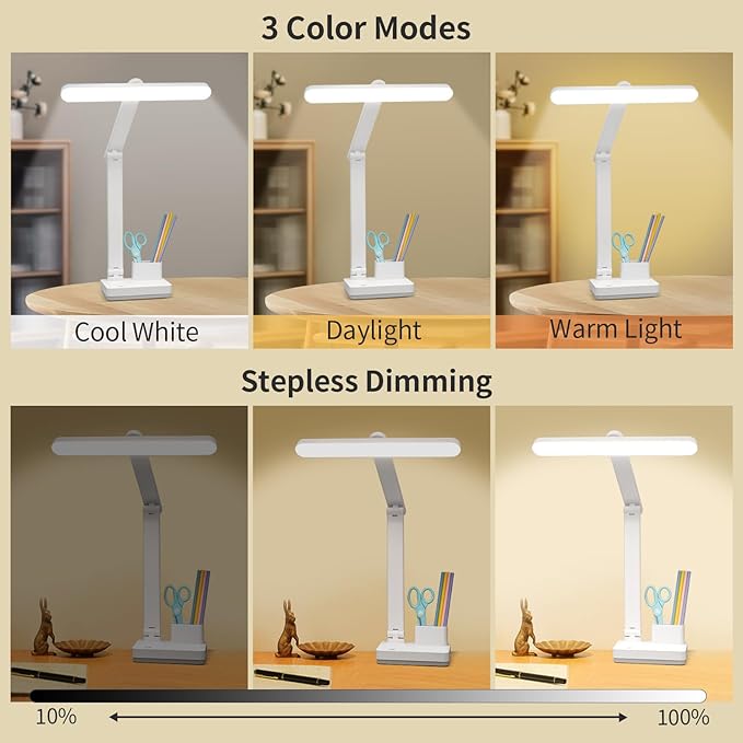 MAYTHANK Cordless Desk Table Lamp Reading Light Rechargeable Battery 4000mah, Tall & Large Light 50 LED,Touch 3 Modes,2 Ways Power,Dimmable, Bedroom Bedside Lamp,20 Inch