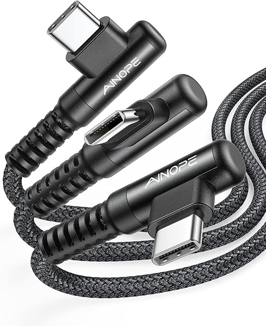 AINOPE Right Angle USB Type C Cable [3-Pack 3.3ft/6.6ft/10ft] 3.1A Fast Charging USB to USB C Cable, Nylon Braided USB C Charging Cable Compatible with Galaxy S21+ Ultra, iPad mini/Air/Pro, Pixel 6X