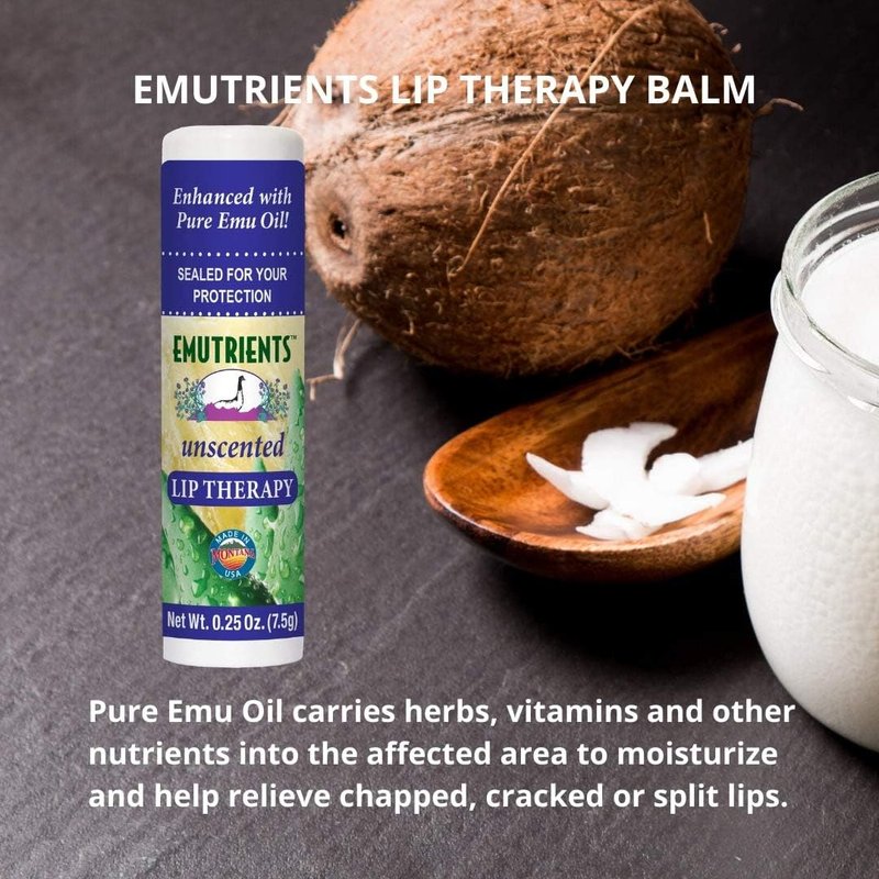 Montana Emu Ranch Lip Therapy Balm - Pure Emu Oil, Unscented - 0.25 Oz, 3 Pack