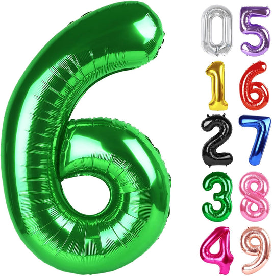 Number 6 Balloon by [Brand Name] - 40 Inch Dark Green Giant Foil Balloon for 6th Birthday Party Decorations