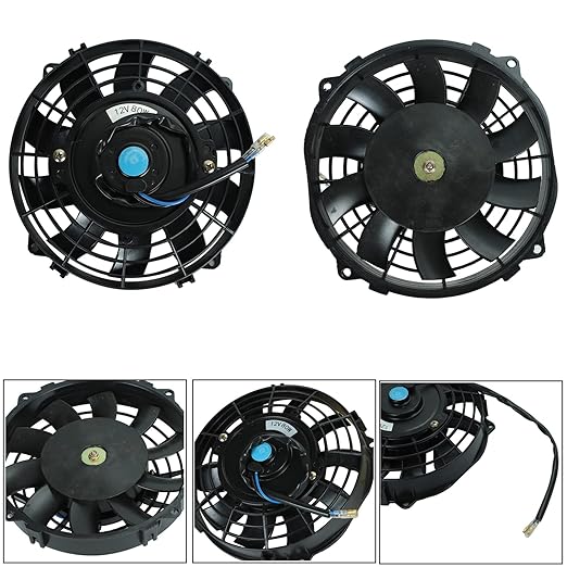 FSBCGT 7 Inch Universal Slim Fan Push Pull Electric Radiator Cooling Fan 12V 80W Mount Kit Black Set of 2