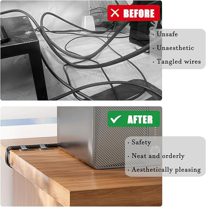80PCS Hook and Loop Cable Ties, Under Desk Cable Management, Adhesive Cable Straps, Cord Management Hider Idea, Cord Organizer for Desk, Computer Accessories, Home Office Organization, White