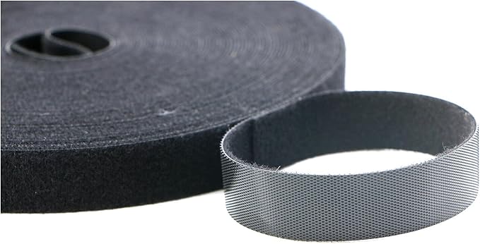 Saisn Reusable Fastening Tape Cable Ties 3/4 Inch Double Side Hook Roll (25 Yard, Black Upgraded Version)