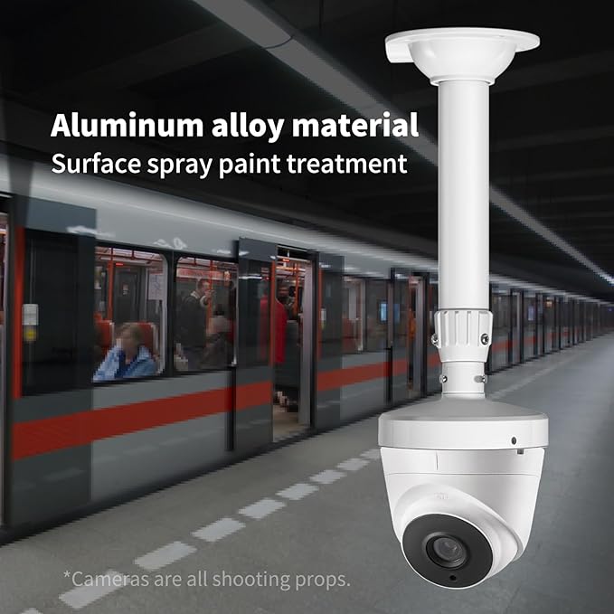 ZT-NET ZT-NET Extendable Pole Mount for Security Surveillance Cameras, Ceiling/Wall Mounting Bracket for Bullet Camera,Solid Metal (11.8-23.6 inch)