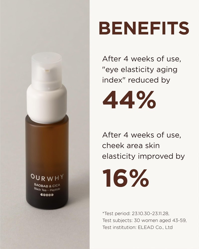 OURWHY Black Tea Regenerating Ampoule Serum (1.35fl oz) - Anti-Aging Serum for Firmness & Elasticity. With Black Tea, Peptides & CalmingReliefsome™ for Wrinkles & Hydration.