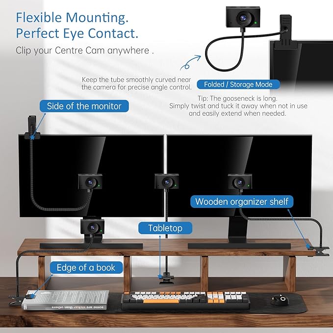 Webcam for PC, Streaming Camera, Web Camera for Desktop/Laptop Computer Webcam with Microphone, Plug and Play USB Web Cam with Bracket, Manual Focus, for Live Streaming, Video Calls (Black, 1080P)