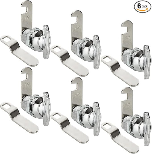 ACXFOND 1" Thumb Operated Offset Cam Lock, 6Pcs Non-Locking Compartment Lock, RV Compartment Camper Storage Door, Vehicles, Cabinet Mailbox Drawer Replacement Cam Lock Silver
