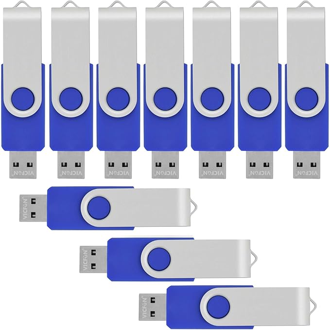 VICFUN 10 Pack 32GB USB Flash Drives Bulk 32GB Flash Drive 10 Pack USB Memory Stick 32GB USB2.0-Blue