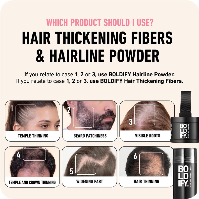 BOLDIFY Hair Fibers (28g) - Fill In Thinning and Fine Hair for an Instantly Fuller, Thicker Look - 14 Shades for Women & Men - Black