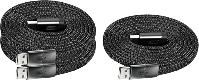 Statik MagStack Slim - USB to USB C Cable, Magnetic Anti Tangle Flat A to Type C Charger Fast Charging Cord, Magnetic Charging Cable, Compatible with iPhone, iPad & Android, 27W 6FT, 3-Pack