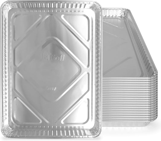 PlasticPro Aluminum Pans - Heavy-Duty Disposable Cookie Sheets | 100 Pack, 13 x 17 Inches