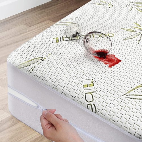 Bamboo Mattress Protector - 100% Waterproof Queen Size Cooling Cover | Ultra Soft Jacquard Fabric