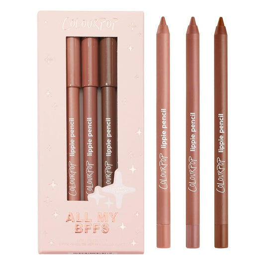 ColourPop Lippie Lip Pencil Kit - High-Pigment, Long-Lasting Lip Liners | 3 Shades Included: BFF, BFF 2 & BFF 3