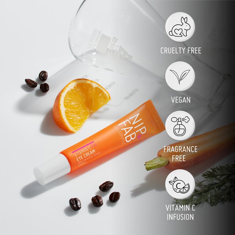 Nip+Fab Vitamin C Fix Eye Cream 10% 0.5 fl oz | with Peptides, Caffeine and Niacinamide for Smoother, Brighter Under Eye Skin | 3 Forms of Vitamin C