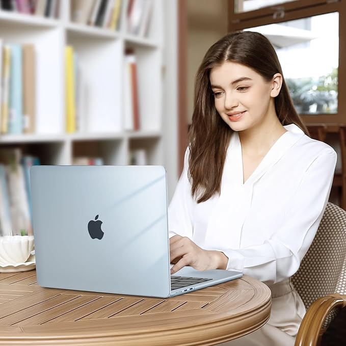 MOSISO Compatible with MacBook Air 13 inch Case M5 2026 M4 2025 M3 M2 2024-2022 A3449 A3240 A3113 A2681, Hard Shell&Keyboard Cover&Screen Film&Type C for MacBook Air 13.6 inch Case, Crystal Sky Blue