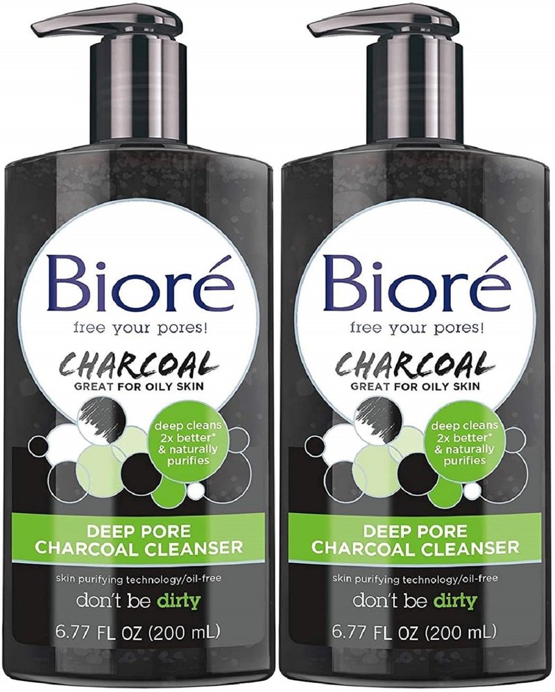 Biore Deep Pore Charcoal Cleanser - Deep Cleansing Facial Wash | 6.77 Fl Oz (Pack of 2)