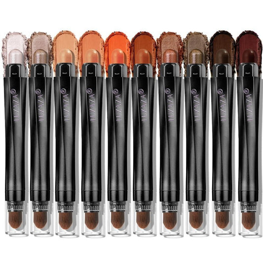LUXAZA PRO 10PCS Eyeshadow Stick,Shimmer And Matte Brown Metallic Cream Eyeshadow Pencil Crayon with Smudge-proof & Waterproof,Eye Brightener Stick