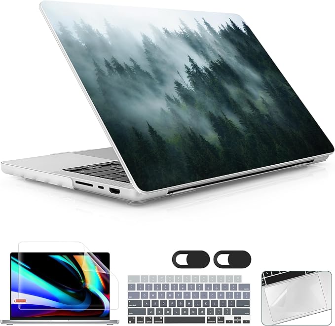 Lepeoac Case for MacBook Pro 16 inch Case 2026-2021 | M5 A3429 A3428 M4 M3 M2 M1 Pro/Max | Protective Hard Shell Laptop Cover with Screen Protector & Keyboard Cover | Forest