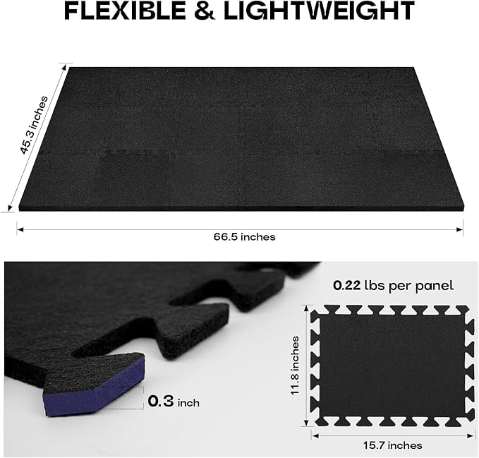 Starfavor Sound Absorbing Interlocking Floor Mats Pads 18 Pcs - Fits 4 * 6ft Drum Mats, 15.7" x 11.8" Anti-Vibration Sound Proof Puzzle Felt Padding - Protect Hardwood Floor