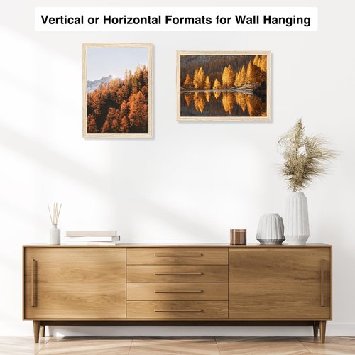 JCJMY 11x14 Picture Frame for Wall Hanging, Wall Mounting Horizontally or Vertically, 11 x 14 Wall Gallery Poster Photo Frame with Shatter Resistant Plexiglass, Natural