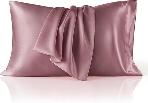 Bedsure Satin Pillowcase - Silky 2-Pack for Hair & Skin, Envelope Closure, Nostalgia Rose, 20x30 Inches