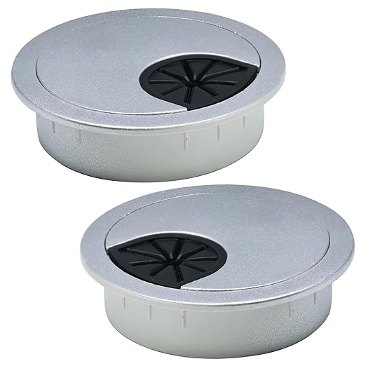EASYEAH 2 Pcs Desk Grommet 3-1/8" / 80 mm, Desk Cord Hole Cover, Cable Grommet ABS Plastic, Desk Hole Grommet for Home & Office Pc, Detachable Cable Cord Organizer-Silver Sand