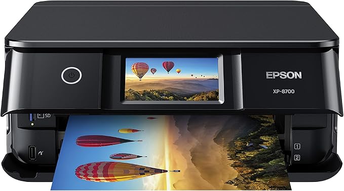 Epson Expression Photo XP-8700 Wireless All-in-One Printer with Scanner and Copier, 4.3" Color Touchscreen Black