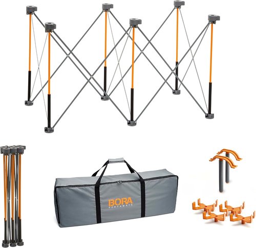 Bora Centipede Folding Work Table - 2 ft. L x 4 ft. W x 2.5 ft. H - Steel, 1500 lb. Capacity, Gray/Yellow