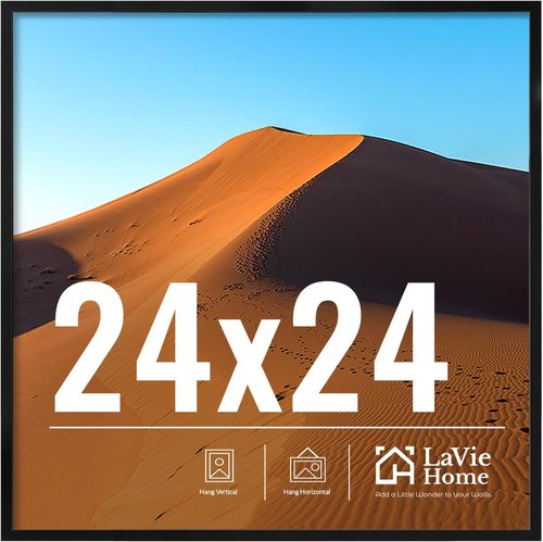 LaVie Home 24x24 Picture Frame - Classic Black Wall Display Frame with HD Plexiglas