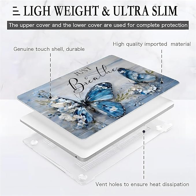 COTAIL Compatible with MacBook Air 13.3 13.6 Inch Case 2022 2021 2020 2019 Plastic Hard Shell Case Cover,13.6 Air (A2681) M2 2022, Butterfly