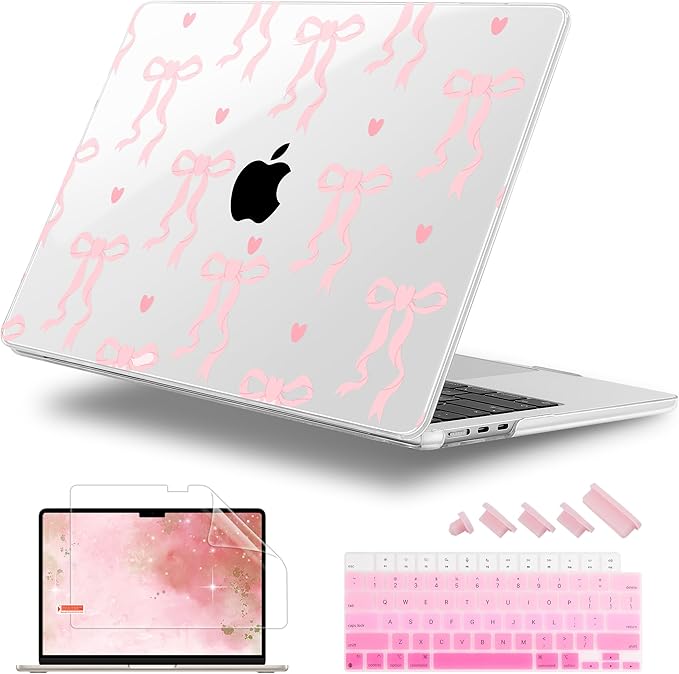 Lepeoac Case for 2026/2025/2024/2023 MacBook Air 15-inch Laptop Release M5 A3448 /M4 A3241 /M3 A3114 /M2 A2941, Stylish Protective Hard Shell Cover for MacBook Air 15.3 inch, Bow