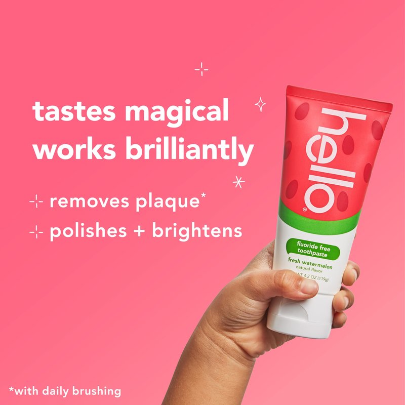 Hello Fresh Watermelon Fluoride Free Kids Toothpaste, 4.2 Oz Tube (Pack of 3)
