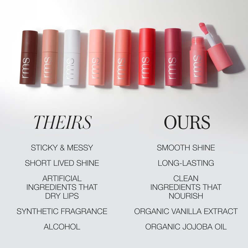 RMS Beauty Legendary Lip Oil Hydrating Lip Gloss with Buildable Color High Shine Non-Sticky Finish and Clean Ingredients 8-Hour Moisture Organic Jojoba & Bitter Cherry Seed Oil