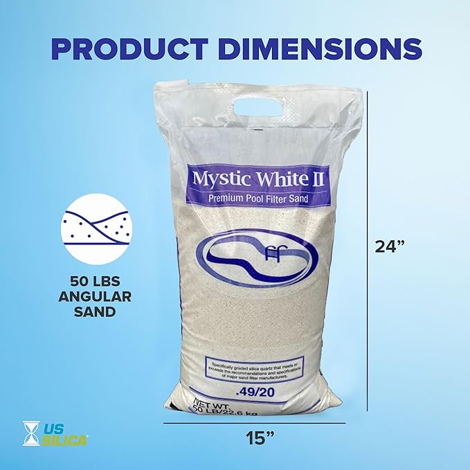 U.S. Silica 2 Pack Mystic White II Sand for Above Ground and Inground Pool Filter Pumps, 50 Lb - Accessories and Supplies for Swimming Pool System Cleaning and Maintenance